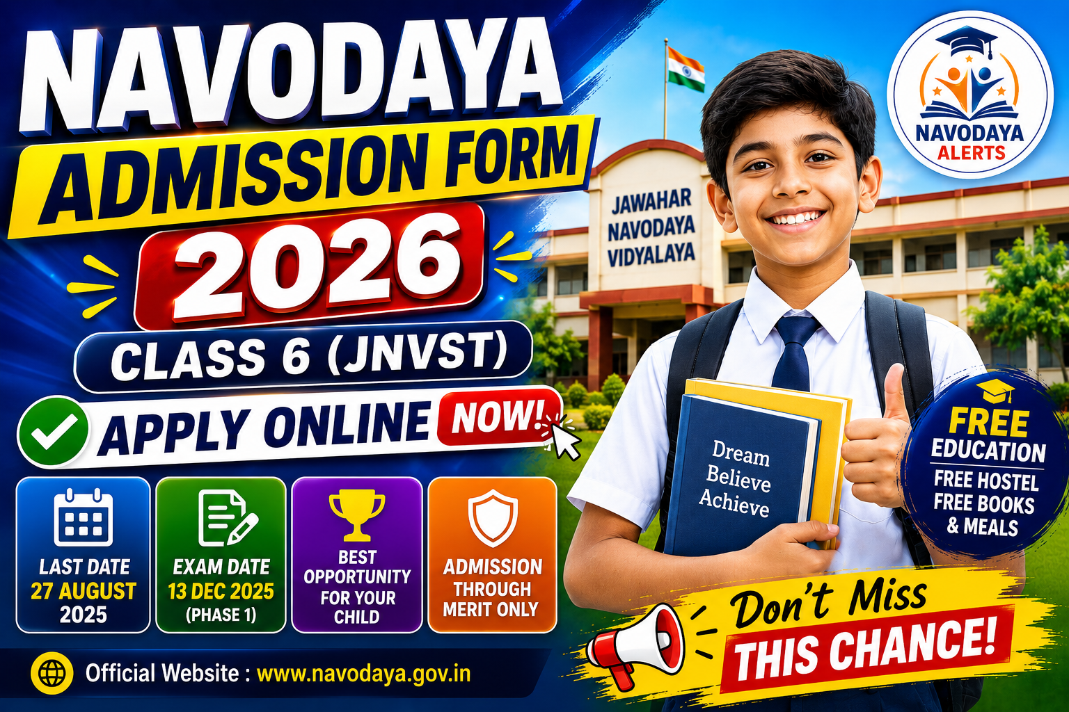 navodaya admission form 2026